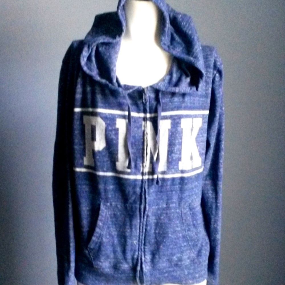 PINK Victorias Secret Full Zip Heathered Lightweight Hoodie